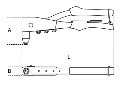 Beta Blindklinktang met 4 verwisselbare mondstukken -75 mm