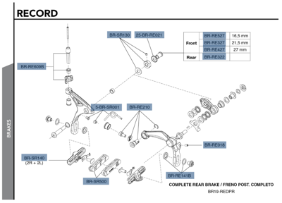 Campagnolo RECORD standard brakes (dual pivot front+rear)