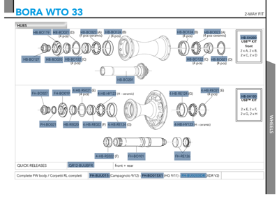 Campagnolo BORA WTO 33 2WF wielset - HG11 body