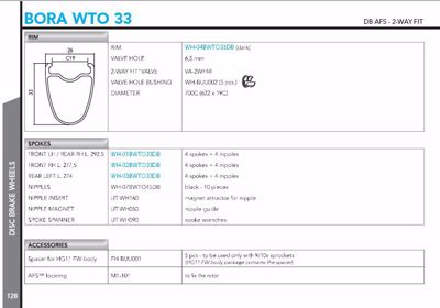Campagnolo BORA WTO 33 DB 2WF DARK wielset - HG11 body