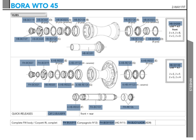 Campagnolo BORA™ WTO 45 PATINS TUBELESS (2-WAY FIT™) PAIRE HG11 DARK