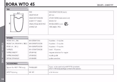 Campagnolo BORA WTO 45 DB 2WF DARK FRONT+REAR HG11 type FW body