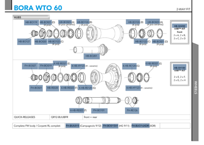 Campagnolo BORA WTO 60 2WF DARK FRONT+REAR HG11 type FW body