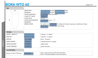 Campagnolo BORA™ WTO 60 PATINS TUBELESS (2-WAY FIT™) PAIRE HG11 DARK