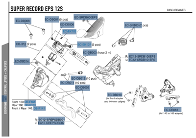 Campagnolo SUPER RECORD 12s EPS DB linkse ergopower + 140mm r caliper
