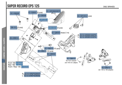 Campagnolo SUPER RECORD 12s EPS DB linkse ergopower +160mm f. caliper