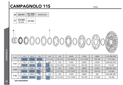 Campagnolo CAMPAGNOLO 11s sprockets 11-27