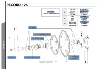 Campagnolo RECORD Ultra-Torque Carbon 12s crankset - 170 mm 34-50