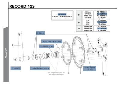 Campagnolo RECORD UT Carbon 12s crankset 170 mm 36-52