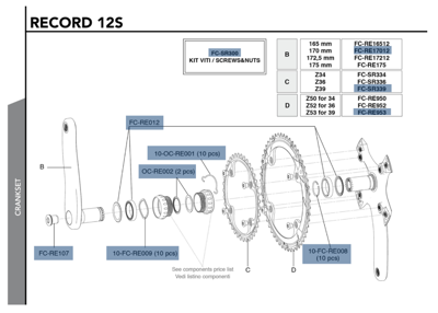 Campagnolo RECORD Ultra-Torque Carbon 12s crankset - 170 mm 39-53