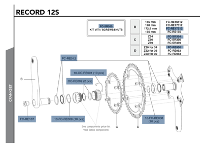 Campagnolo RECORD UT Carbon 12s crankset 172,5 mm 34-50