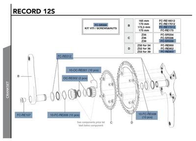 Campagnolo RECORD Ultra-Torque Carbon 12s crankset - 172,5 mm 39-53