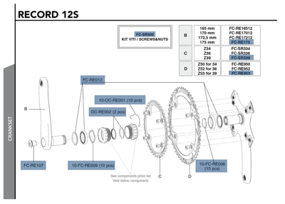Campagnolo RECORD UT Carbon 12s crankset 175 mm 39-53