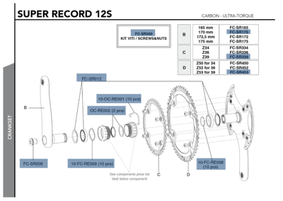 Campagnolo SUPER RECORD UT Carbon 12s crankset - 170 mm 39-53