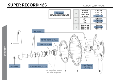 Campagnolo SUPER RECORD UT Carbon 12s crankset - 175 mm 36-52