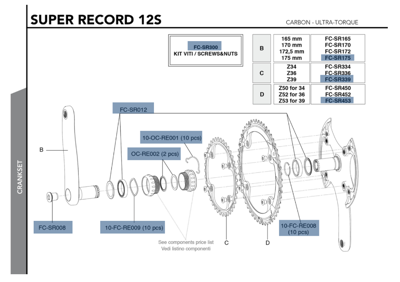 Campagnolo SUPER RECORD UT Carbon 12s crankset - 175 mm 39-53
