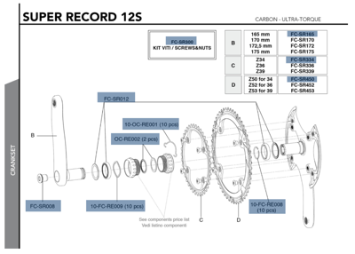 Campagnolo PEDALIER SUPER RECORD UT TI 12V MANIVELLES 165 MM 34-50